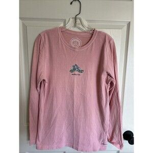 LIFE IS GOOD T Shirt Womens Med pink Gotta run Long Sleeve marathon train race